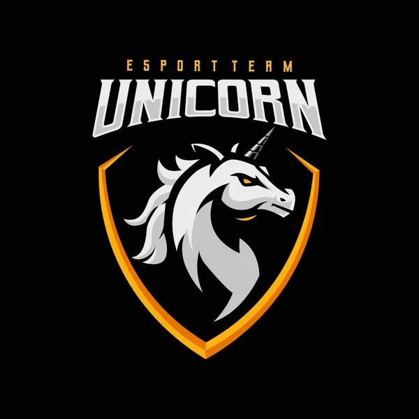 Unicorn Esport Mascot Logo Design Illustration Vector Team Sport Gaming — Stock Vector