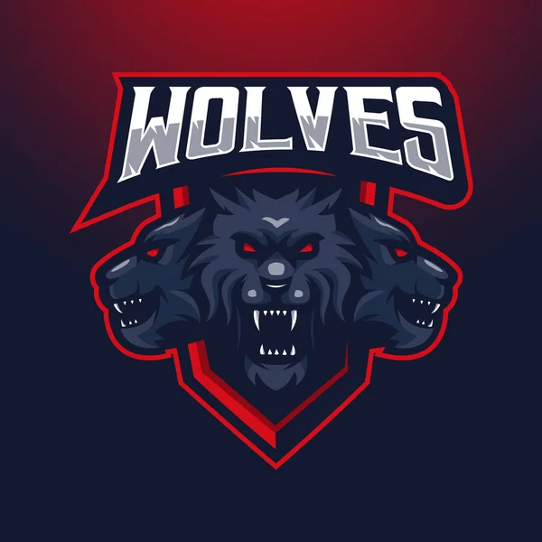 Wolf Esport Logo Design Vector Team Sports Gaming — Stock Vector