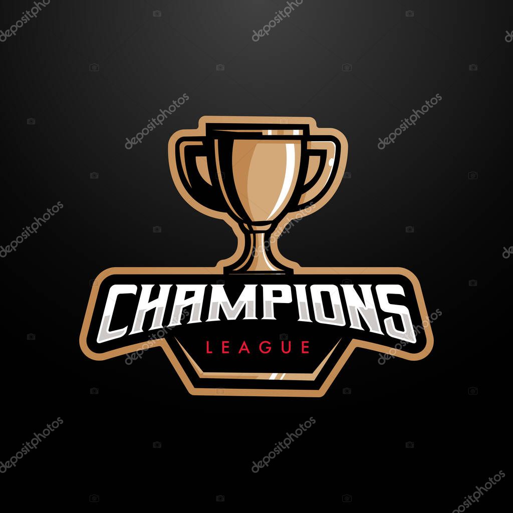 Trophy esport logo design. Champions league for sport and gaming
