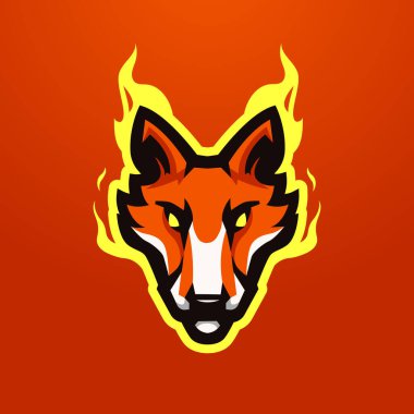 Fox Fire esport maskot logosu spor ve oyun için çizim vektörü