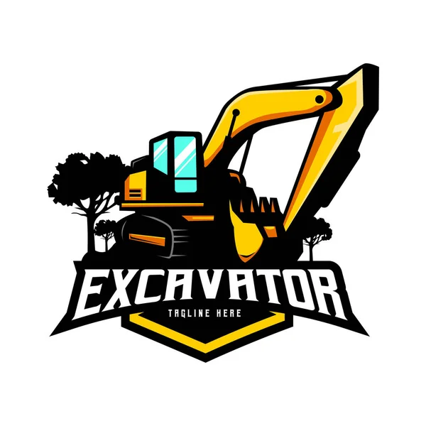 Diseño Del Logotipo Excavadora Elemento Trabajo Equipos Pesados Para Empresa — Vector de stock