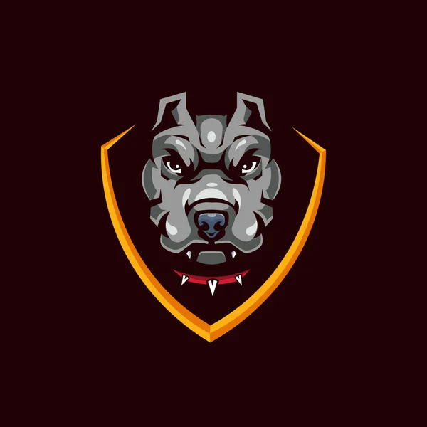 Pitbull Head Shield Mascot Logo Sport Gaming Isolated Dark Background — Wektor stockowy
