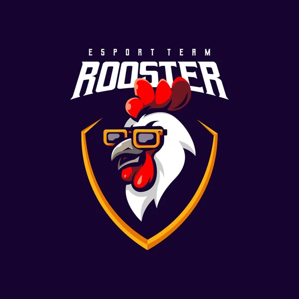 Rooster Chicken Mascot Esport Logo Design Team Sport Gaming Badge — Wektor stockowy