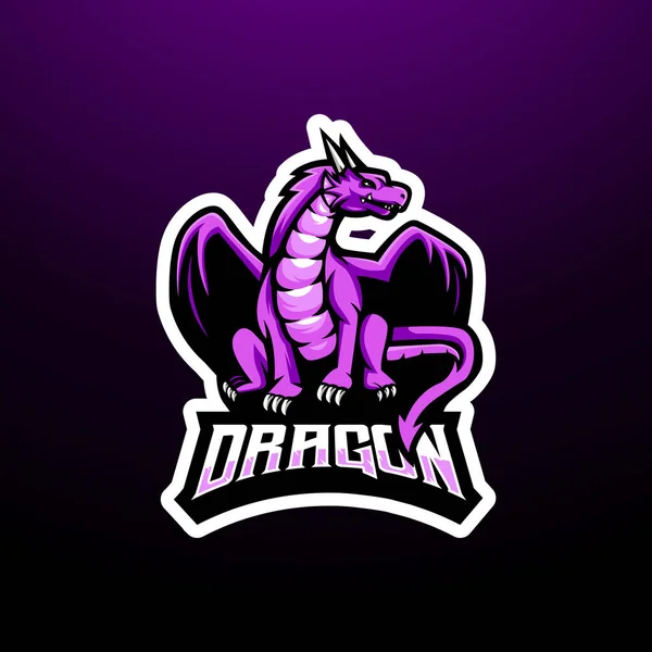 Dragon Sport Esport Gaming Mascot Logo — 스톡 벡터