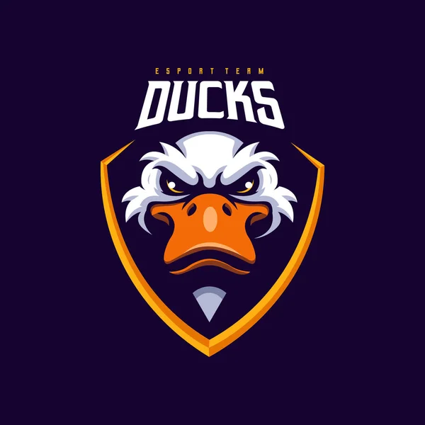 Duck Head Logo Sport Esport Team Ducks Illustration Design Vector — Vettoriale Stock