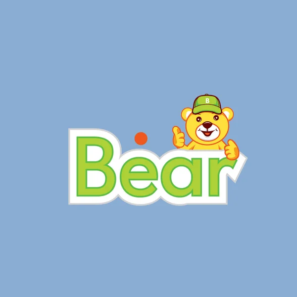 Bear Cartoon Mascot Logo Design Vector Kids — Stok Vektör