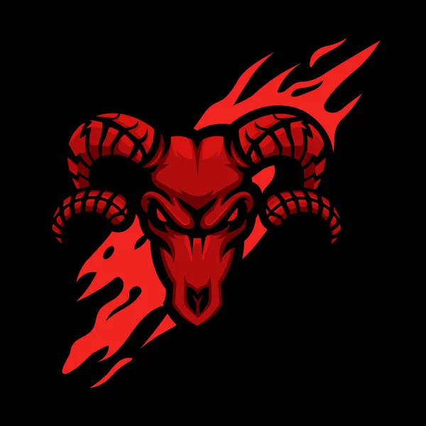 Vecteur Conception Logo Esport Chèvre Crâne Rouge — Image vectorielle