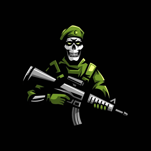 Skull Soldier Mascot Logo — Stock Vector