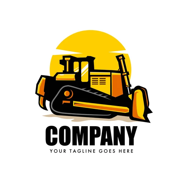 Vector Diseño Logotipo Buldozer Para Empresa Construcción — Vector de stock