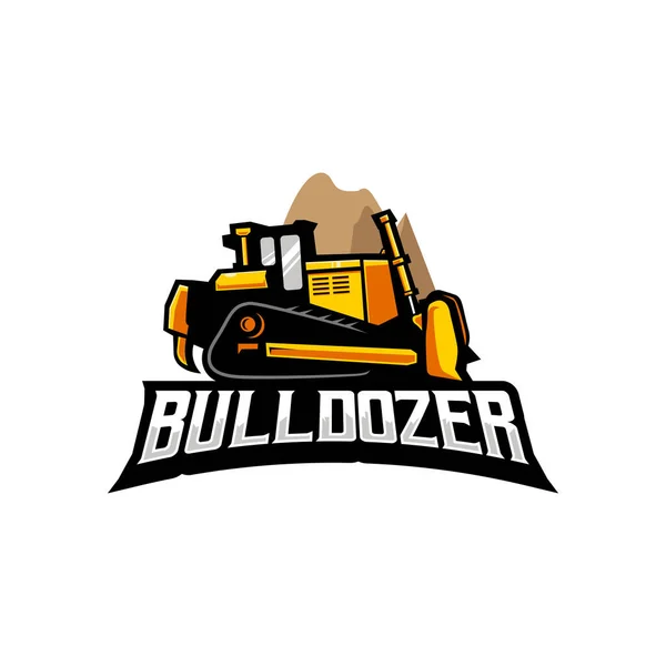 Bulldozer Vector Diseño Logotipo Para Empresa Construcción — Vector de stock