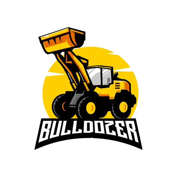 Bulldozer Vector Diseño Logotipo Para Empresa Construcción — Vector de stock