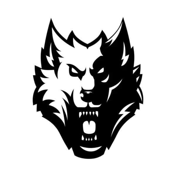 愤怒的狼标志设计矢量 用于Esport游戏的狼牌标志 — 图库矢量图片