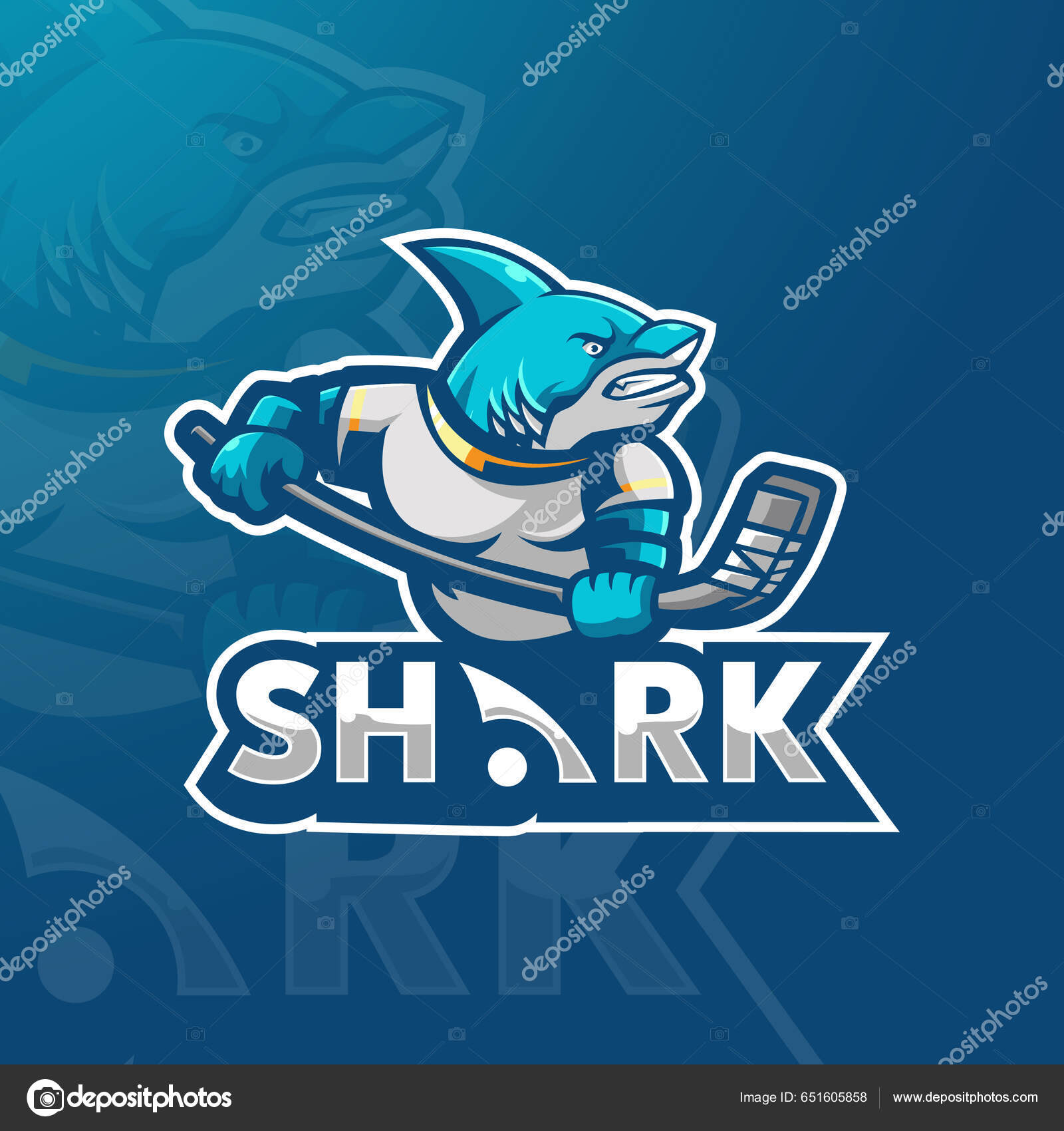 Shark Esport Logo for Gaming Stock Vector - Illustration of badge