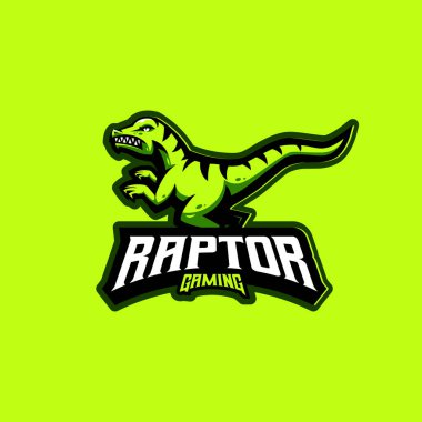 Raptor oyun maskot logosu tasarım çizim vektörü