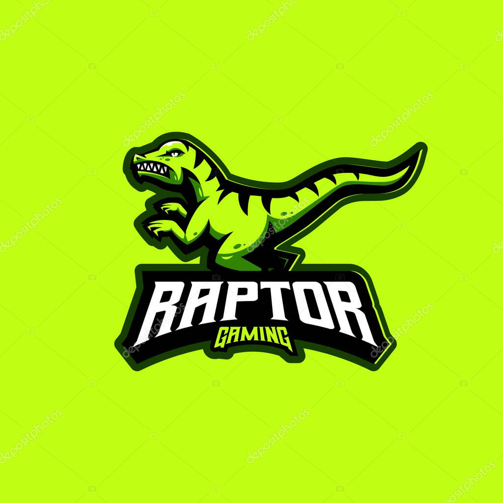 Raptor gaming mascot logo design illustration vector