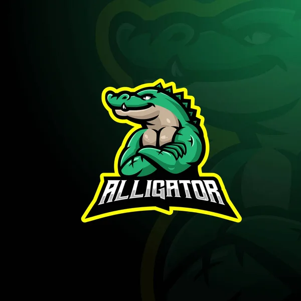 Alligator Mascot 디자인 벡터와 엠블렘 티셔츠 인쇄를 현대적 개념을 디자인 — 스톡 벡터