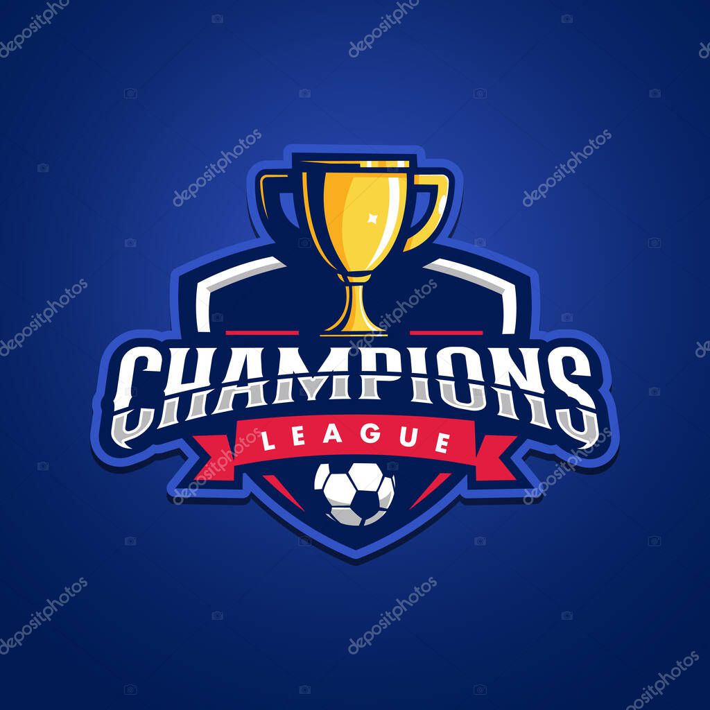 Champions league with trophy for soccer