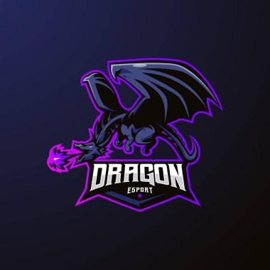 Dragon esport maskot logosu tasarım vektörü