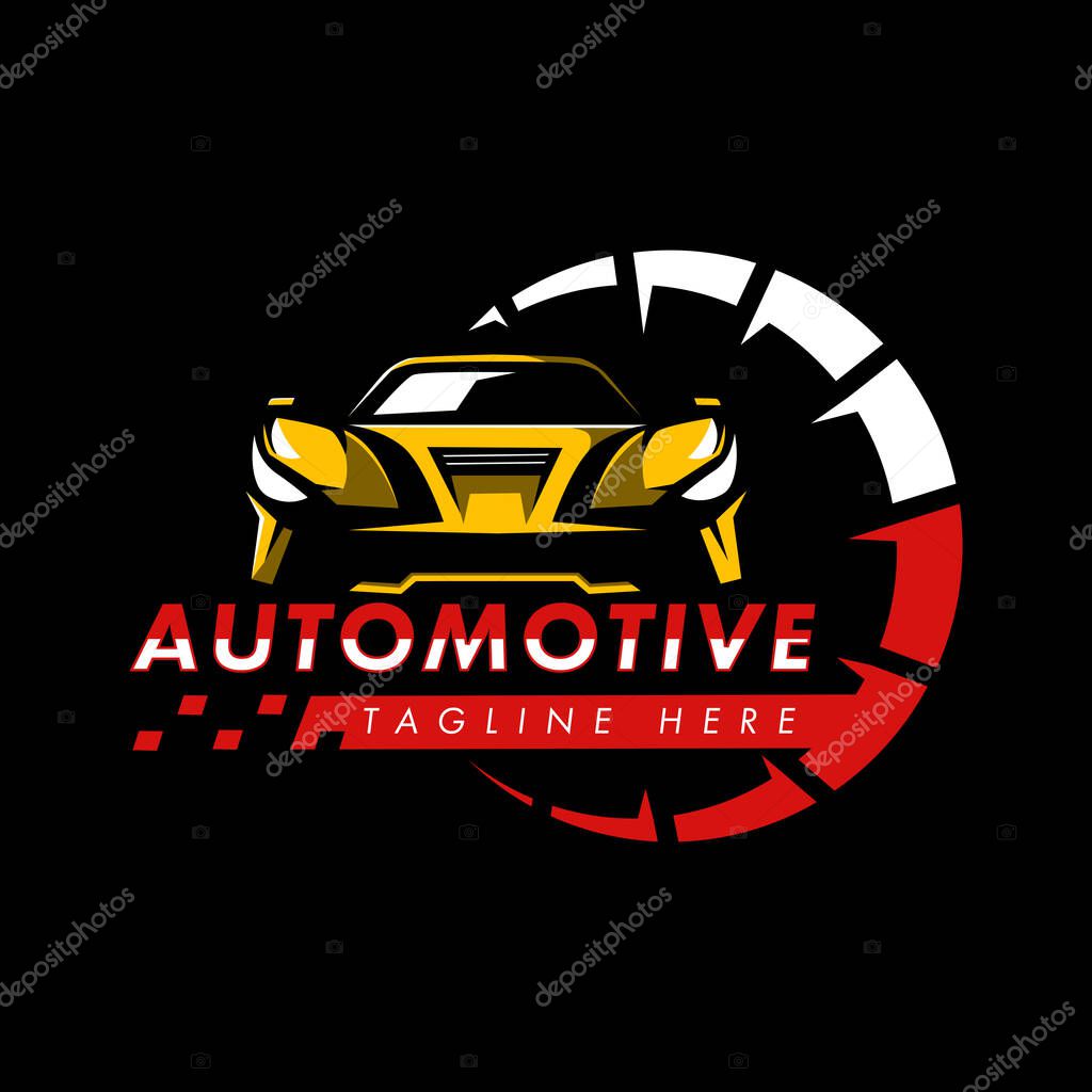 Car logo with speed symbol for business and automotive