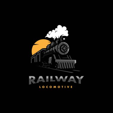Demiryolu lokomotif tren logosu tasarım illüstrasyon vektörü