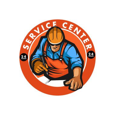 Servis merkezi maskot logosu tasarım vektörü