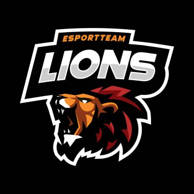 Kızgın aslan maskotu logosu 