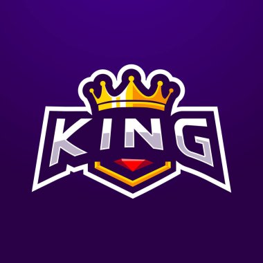 Tacı ve elması olan Kral Logo vektörü