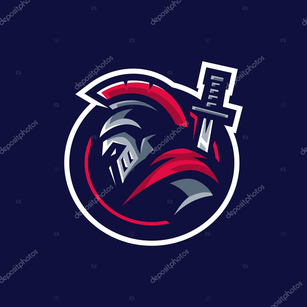 Spartan warrior in circle mascot logo design vector