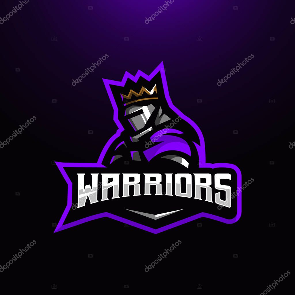 King Warrior mascot logo for team sports and gaming