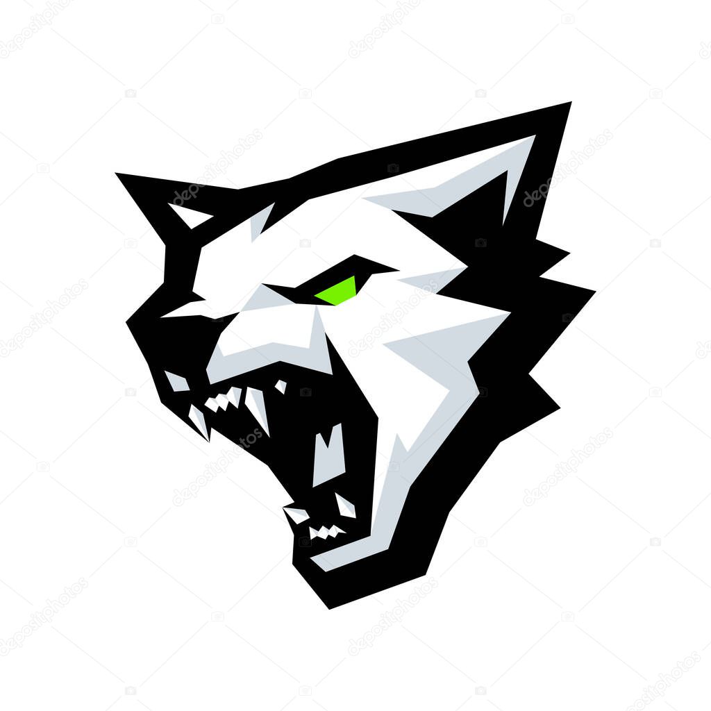 Angry White Wolf athletic club vector logo concept