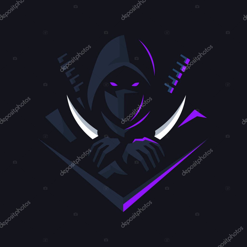Ninja assassin mascot logo for game esport and sport team