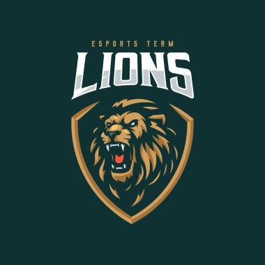 Kızgın aslan kükremesi spor esport oyun takımı için maskot logosu