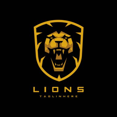 Takım sporları, esport, iş ve daha fazlası için altın kükreyen aslan logosu