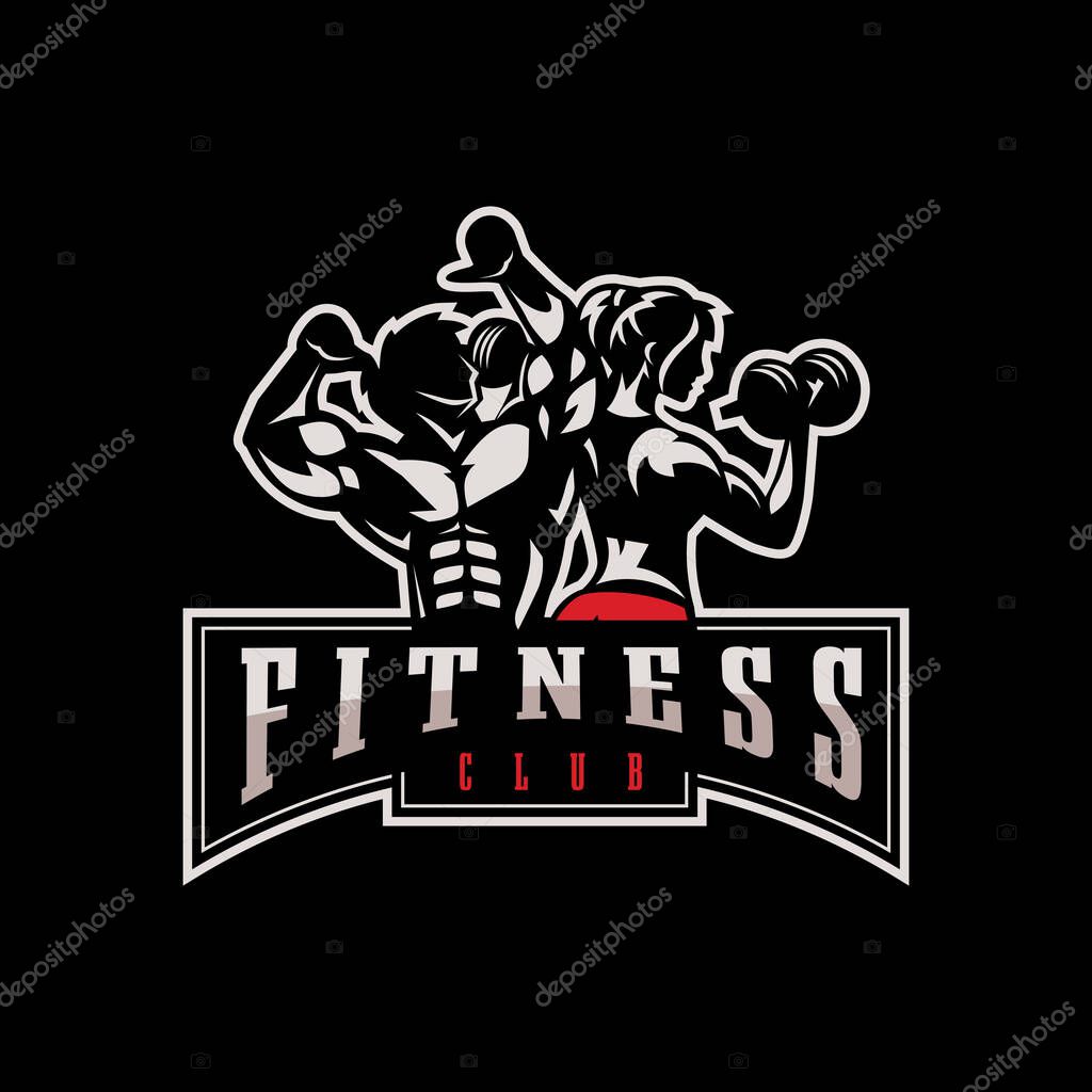Men and women Strong logo for Fitness or gym	club