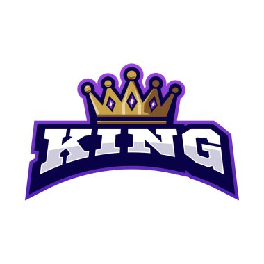 King Crown Logo Tasarımı Spor ve Oyun İçin İzole Beyaz Arka Taraf