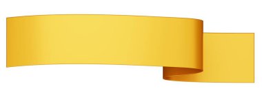 Beyaz arka plandaki altın kurdele. 3d oluşturma.