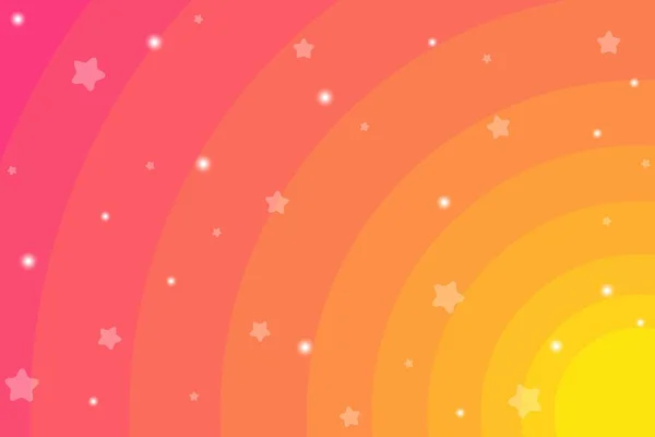 Gelber Orangefarbener Und Rosafarbener Himmel Mit Sternen Hintergrund Vektorillustration — Stockvektor