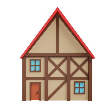 Medieval house. 3d rendering.