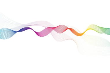 Beyaz arka planda gökkuşağı dalgaları. Vektör illüstrasyonu.