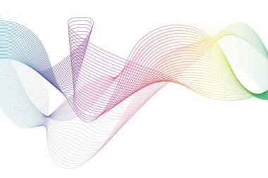 Beyaz arka planda gökkuşağı dalgaları. Vektör illüstrasyonu.