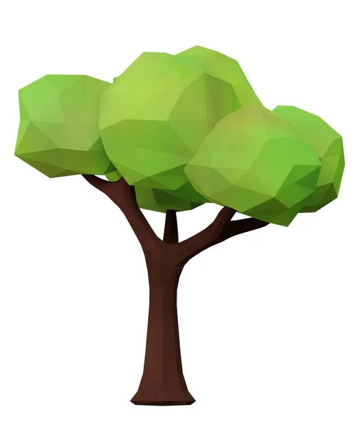 木の低ポリ 3Dレンダリング — ストック写真