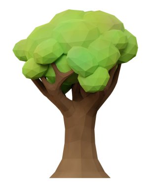 Ağaç düşük yalan makinesi. 3d oluşturma.