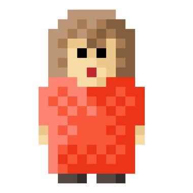 Sahne karakteri piksel sanatı. Vektör illüstrasyonu.