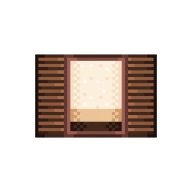Ahşap pencere pikseli. Vektör illüstrasyonu.