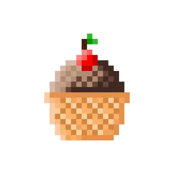 Ice Cream Cone Pixel Art Vector Illustration — Stock Vector