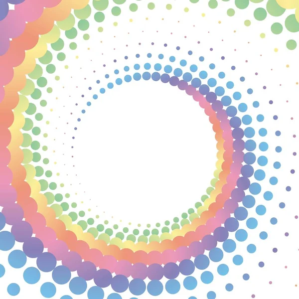 Rainbow Pastel Dot Circle Frame Halftone White Background Vector Illustration — Vetor de Stock