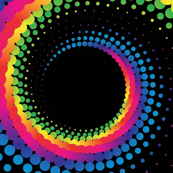 Rainbow Dot Cirkel Ram Halvton Den Svarta Bakgrunden Vektorillustration — Stock vektor