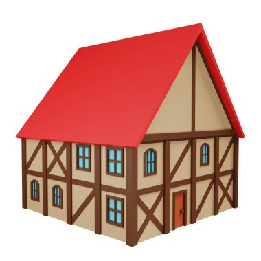 Medieval house. 3d rendering.