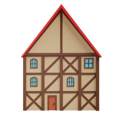 Ortaçağ binası. 3d oluşturma.