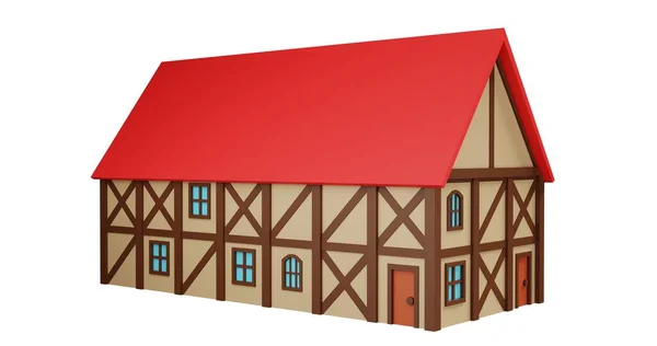 Středověká Budova Vykreslování — Stock fotografie